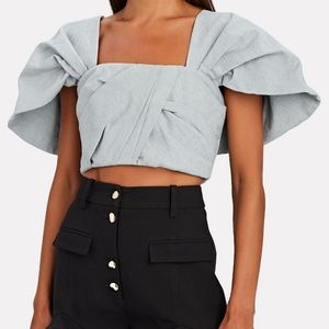 Acler Parkway Statement Sleeve Crop Top